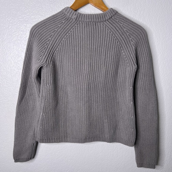 Quince Women 100% Organic Cotton Fisherman Crew Sweater Gray Sleeved Top XS - Picture 3 of 8